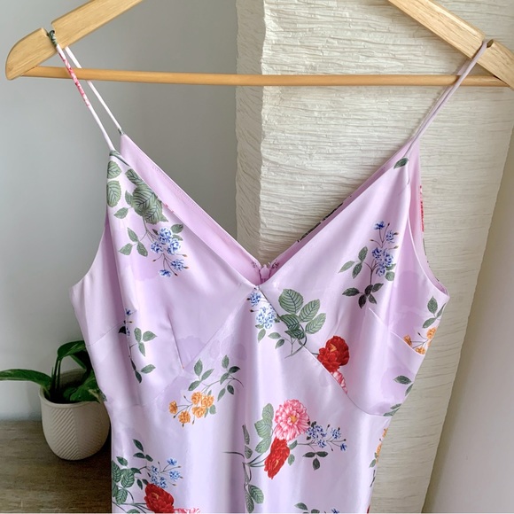 KEEPSAKE THE LABEL - Lilac Floral Long Pencil Slip Dress - Size Medium - Picture 3 of 10
